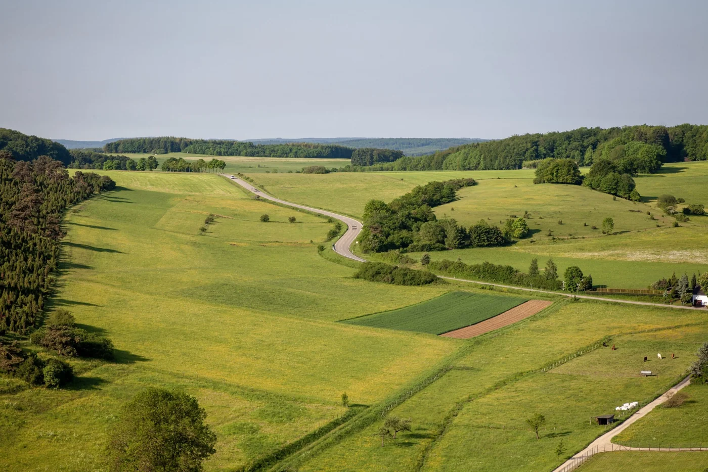 Aerial view of land and access roads